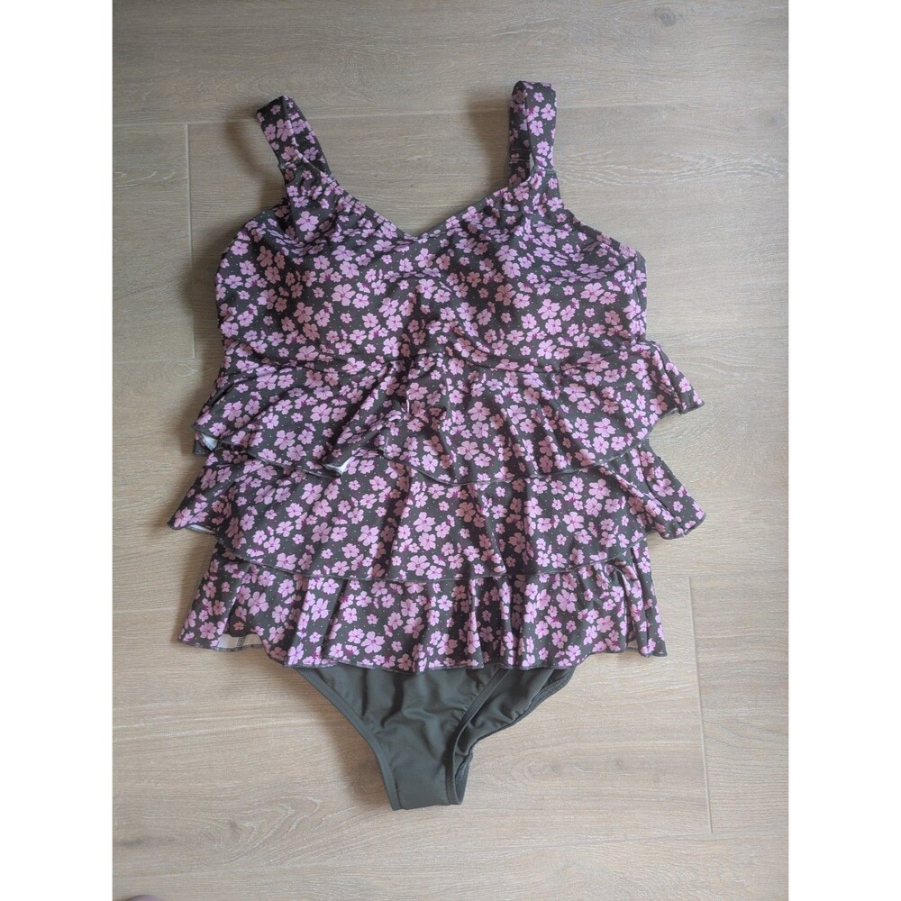 Women's Ruffle Fauxkini One Piece Swimsuit NWT Plus Size Bathing Suit Size 20W - Picture 2 of 5